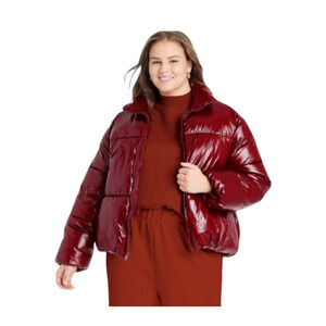Women's Burgundy Puffer Jacket
